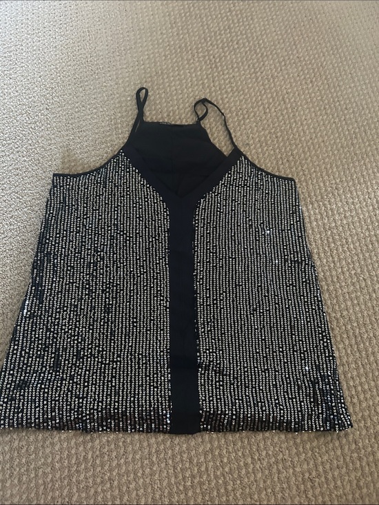 SHEIN Tops - SHEIN Black Sequin Strappy Cami Top